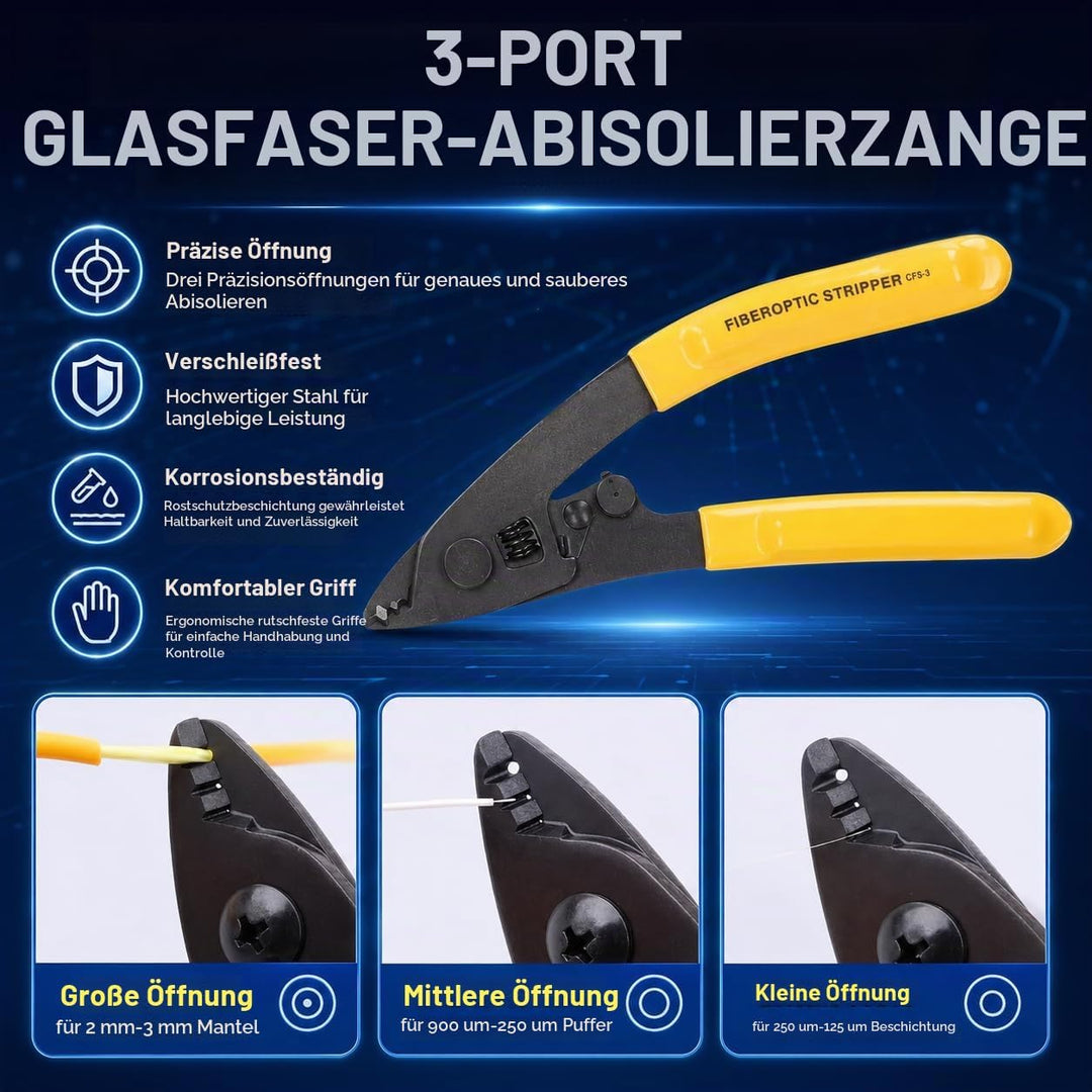 Glasfaser Werkzeug Set, 15 in 1 FTTH Tool kit FTTH Glasfaser Tool Kit Faseroptik FTTH Tool Kit Faser
