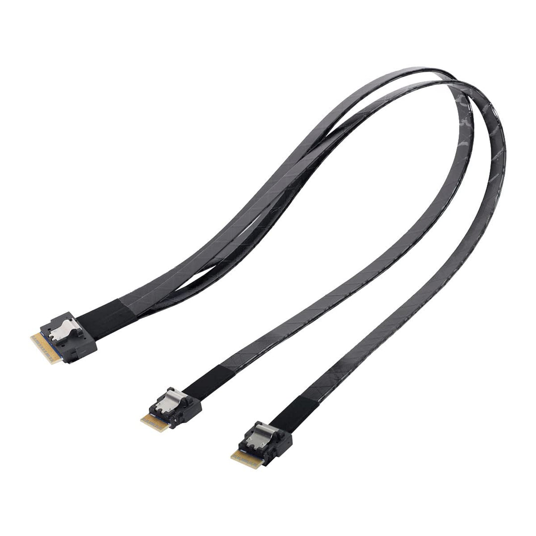 CY Slimline PCI-E Ultraport SAS Slim 4.0 SFF-8654 8i 74pin auf Dual SFF-8654 4i 38pin Kabel 40cm PCI