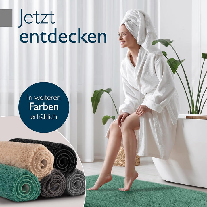 Beautissu Badematte rutschfest 100x60 cm – Duschvorleger Hochflor Badteppich rutschfest Waschbar Sha