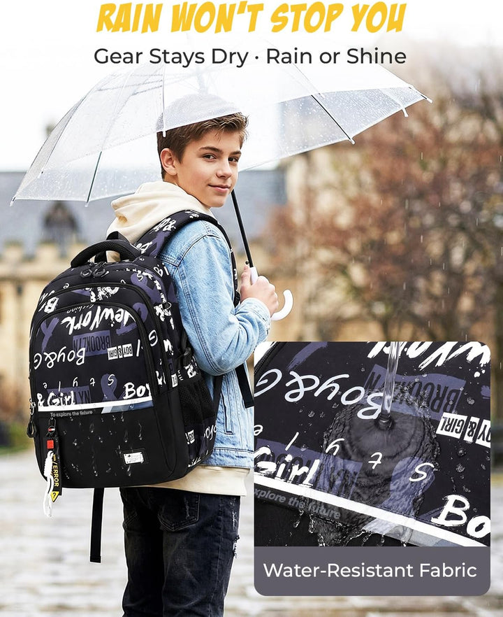Amythe Schulrucksack Teenager Rucksack für Jungen - Wasserdichter Casual Daypack, Schulranzen Ideal