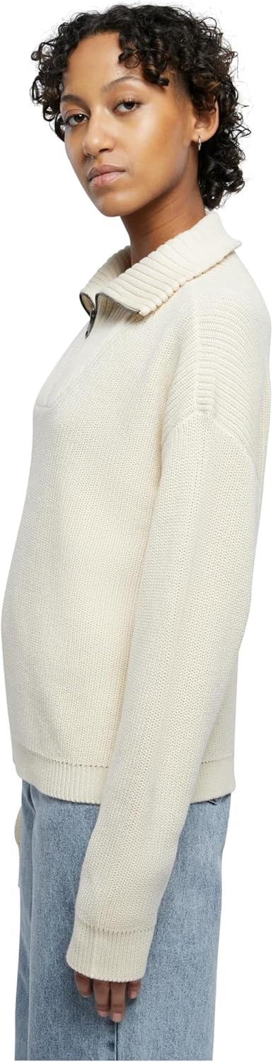 Urban Classics Damen Ladies Oversized Knit Troyer L Sand, L Sand