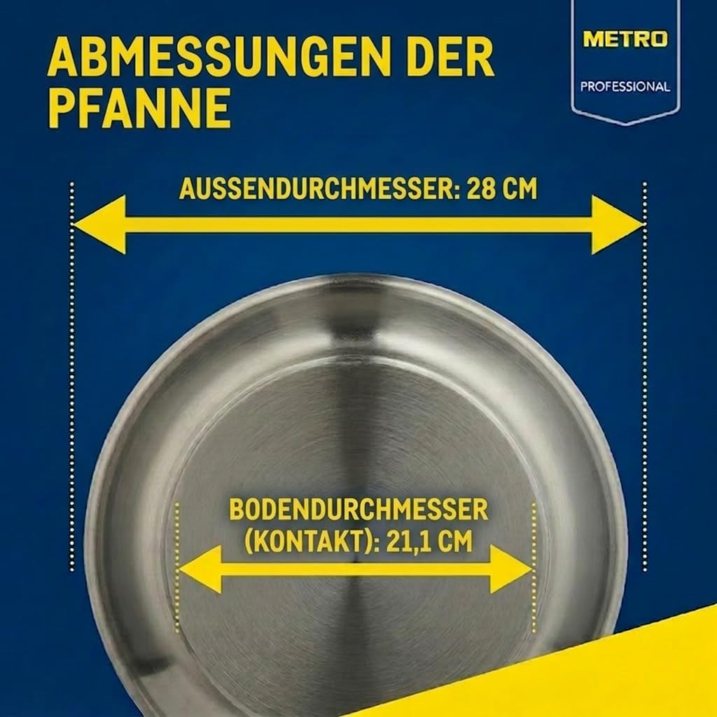 METRO Professional Pfanne unbeschichtet | Ø 28 cm | Edelstahl | Backofengeeignet bis max. 240 °C | a
