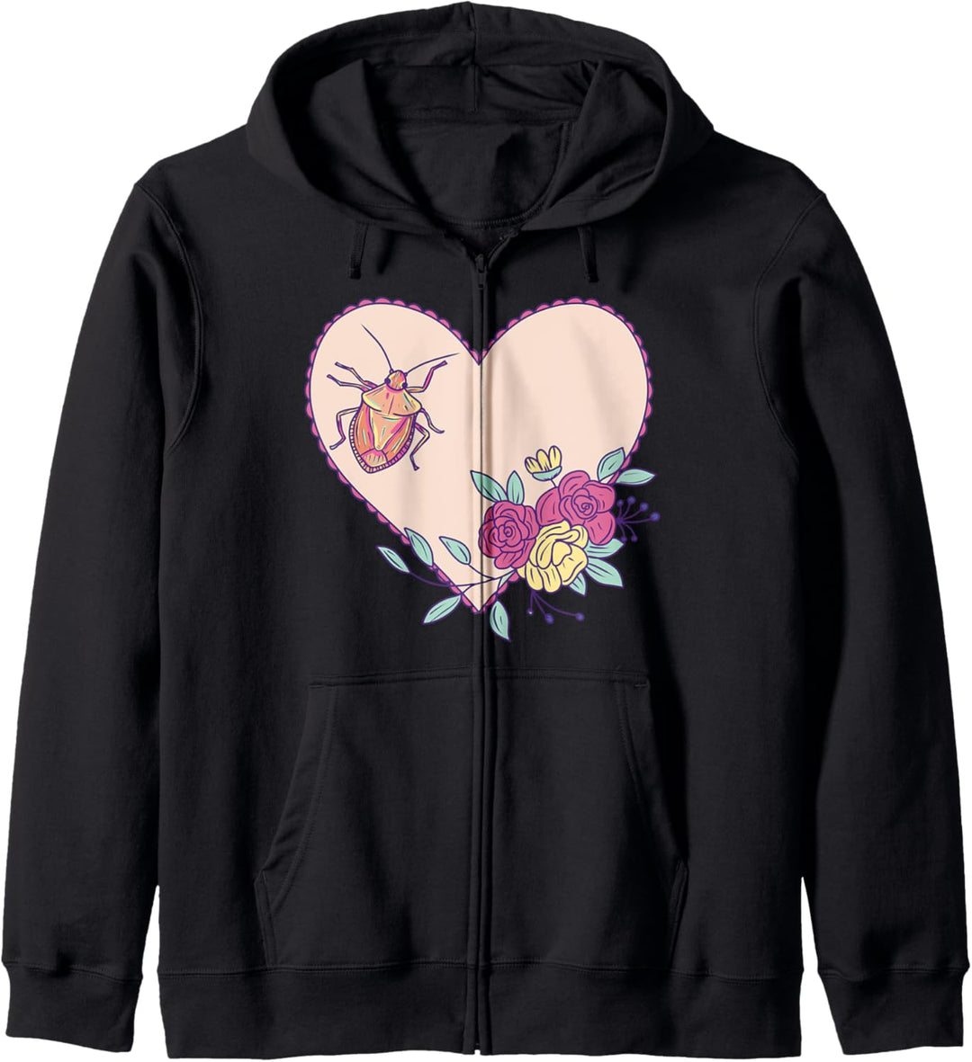Nette Stink Bug Art - Insekt mit Herz und Blumen Kapuzenjacke