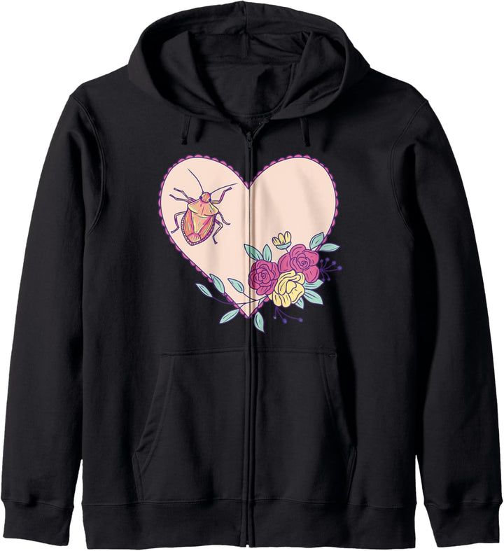 Nette Stink Bug Art - Insekt mit Herz und Blumen Kapuzenjacke