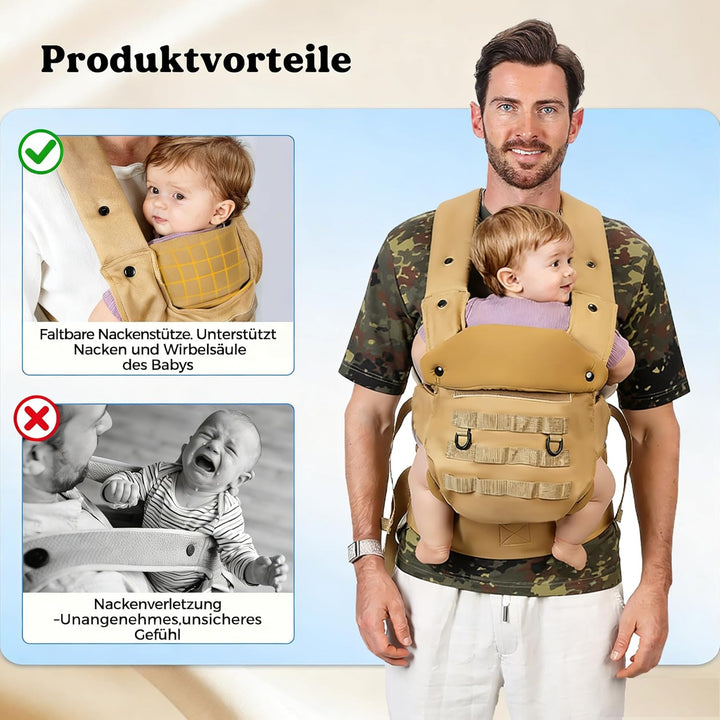 Babytrage für Papa, Ergonomische Baby Trage mit Hüftgesunde (4-36 Monate), 3-in-1 Baby Carrier für 3
