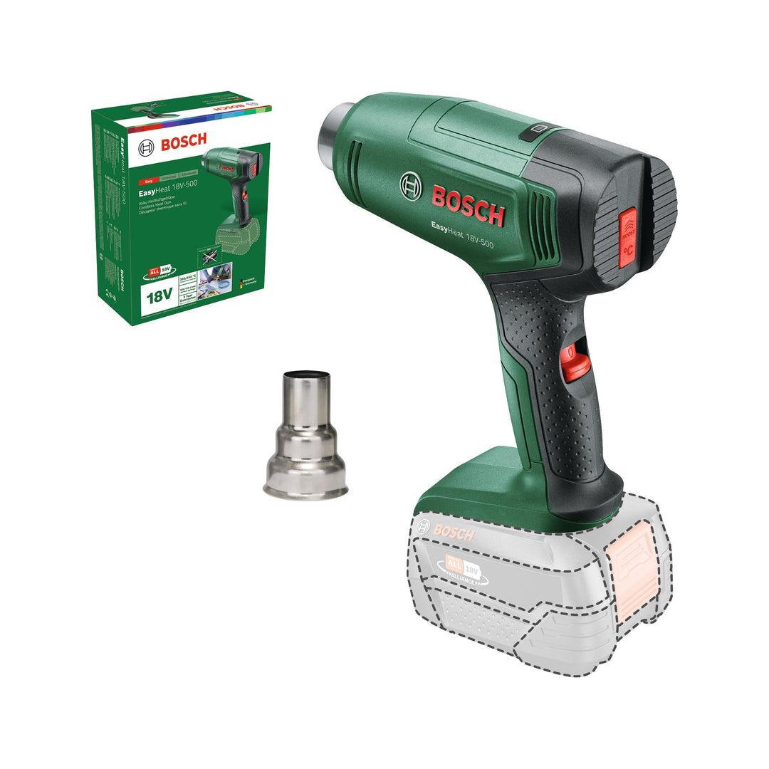 Bosch 18V System Akku-Heissluftgebläse EasyHeat 18V-500 (inkl. Reduzierdüse) ohne Akku, ohne Akku