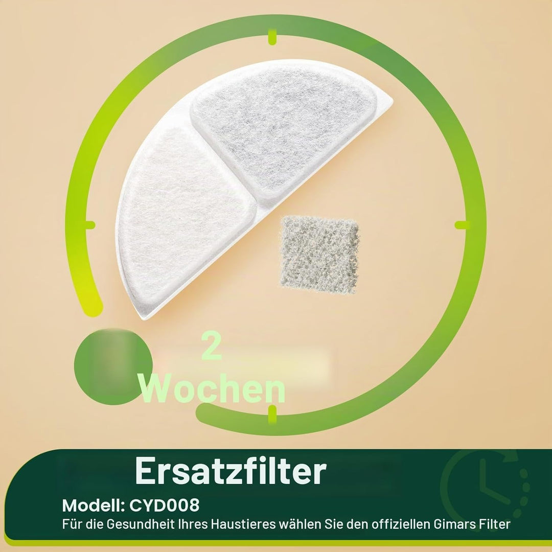 Gimars 16 Filter für Katzenbrunnen, 8 Stück Filter + 8 Stück Schaumstofffilter, für CYD008 Trinkbrun