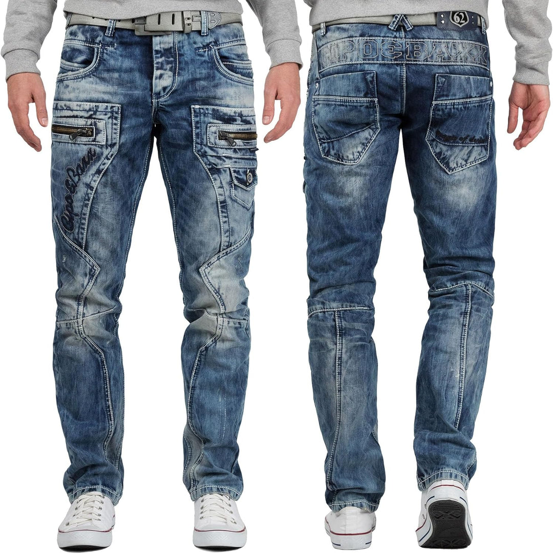 Cipo & Baxx Herren Jeans Hose Freizeit Hose Casual BANS Production 29W / 30L Blau - 47, 29W / 30L Bl