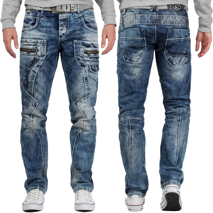 Cipo & Baxx Herren Jeans Hose Freizeit Hose Casual BANS Production 29W / 30L Blau - 47, 29W / 30L Bl
