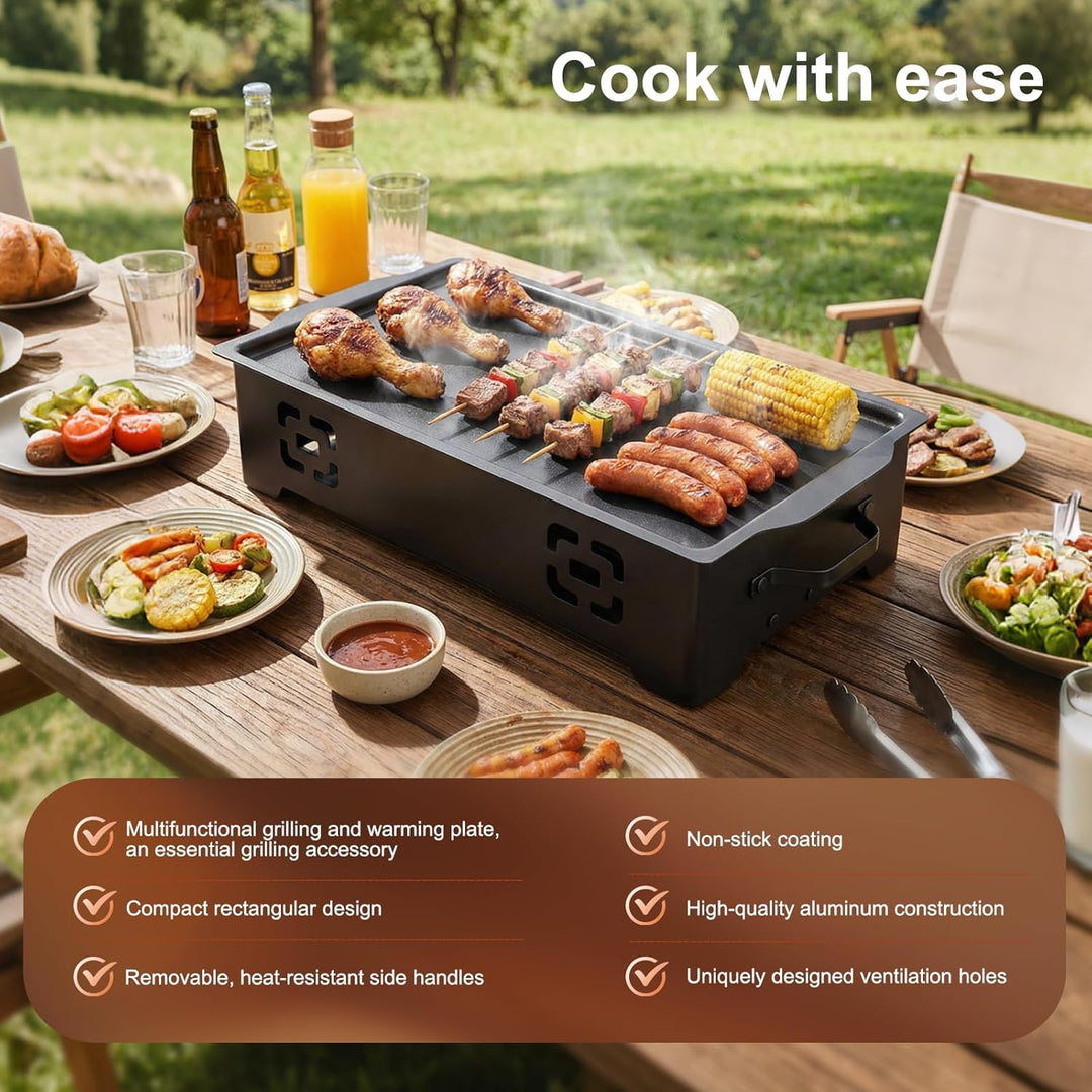 BBQ Warmhalteplatte, Grillgut Warmhalten auf der Edelstahl Grillplatte, Speisenwärmer mit Kerzen, Wa