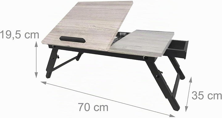 Relaxdays Laptoptisch für Bett &amp; Couch, klappbarer Betttisch, Bambus, höhenverstellbar, Betttablett,