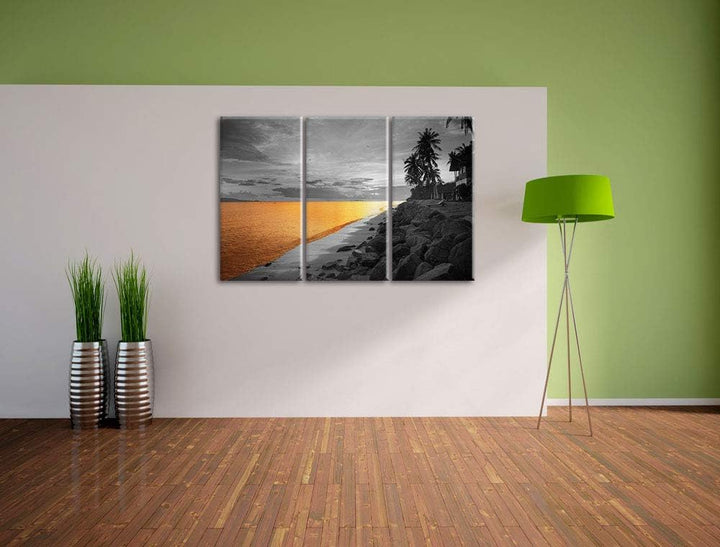 Pixxprint Entspanntes Urlaubsgebiet als Leinwandbild | Grösse: 3 Teilig (120x80) | Wandbild| Kunstdr