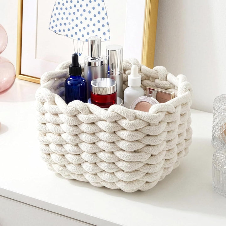 2/4 Stück Häkelkorb Aufbewahrungskorb 20 x 15 x 12 cm Baumwollseil Geflochtene Körbe Klein Organizer