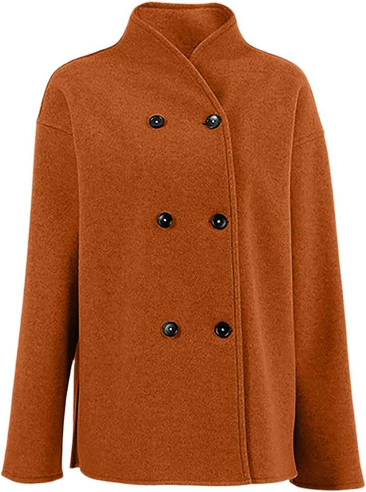 Ansenesna Wintermantel Damen Wolle Elegant Kurz Wollmantel Winter Warm Übergangsjacke Ohne Kapuze He