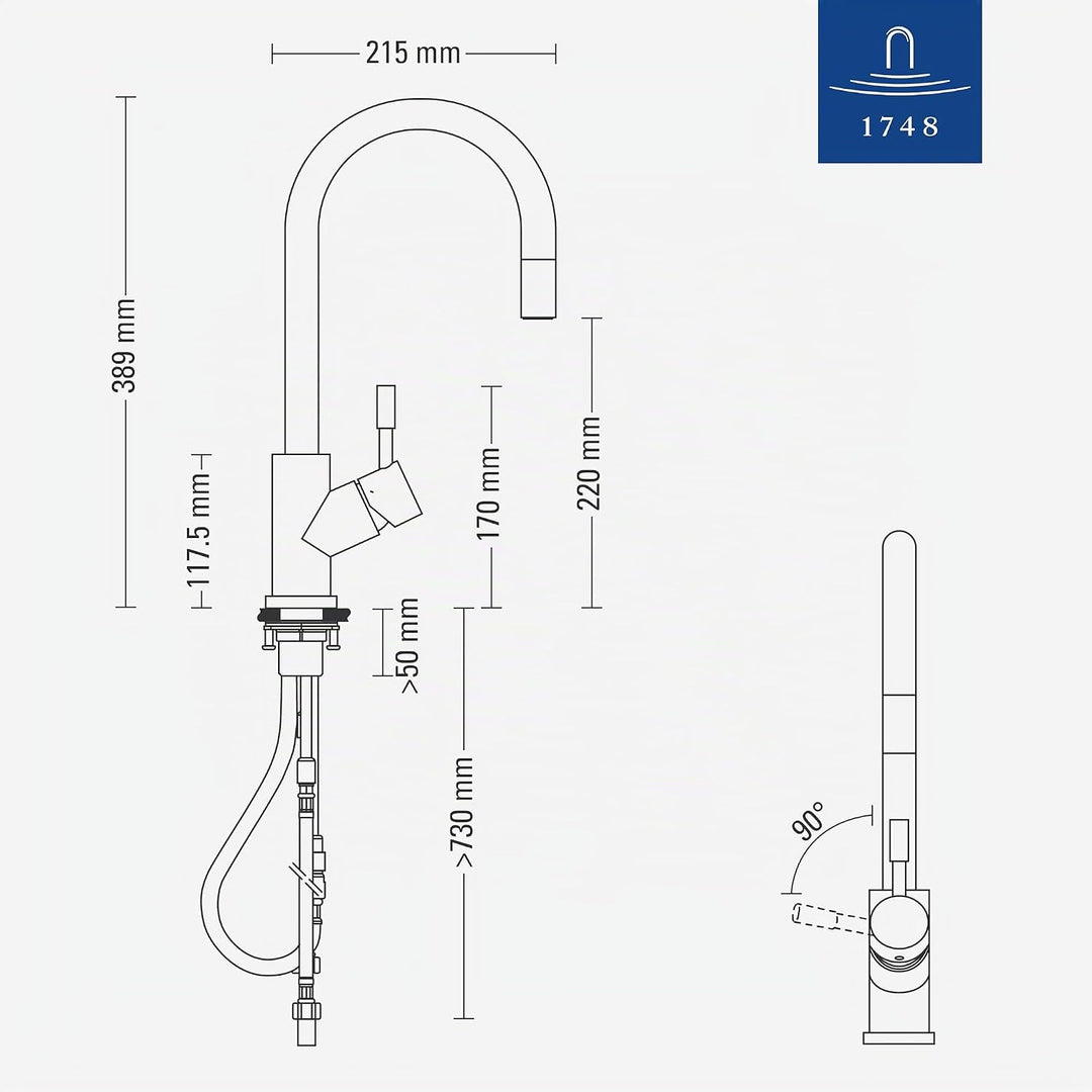 Villeroy &amp; Boch Umbrella Flex | Hochdruck | Einhand-Küchenarmatur mit herausziehbarer Handbrause | B
