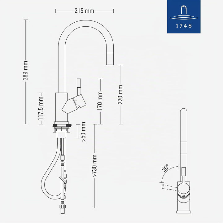 Villeroy &amp; Boch Umbrella Flex | Hochdruck | Einhand-Küchenarmatur mit herausziehbarer Handbrause | B