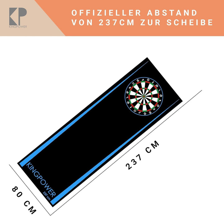 Kingpower Dartteppich mit Abwurflinie, Dart Zubehör mit Motiv, Dartmatte mit Oche, pflegeleichter Te