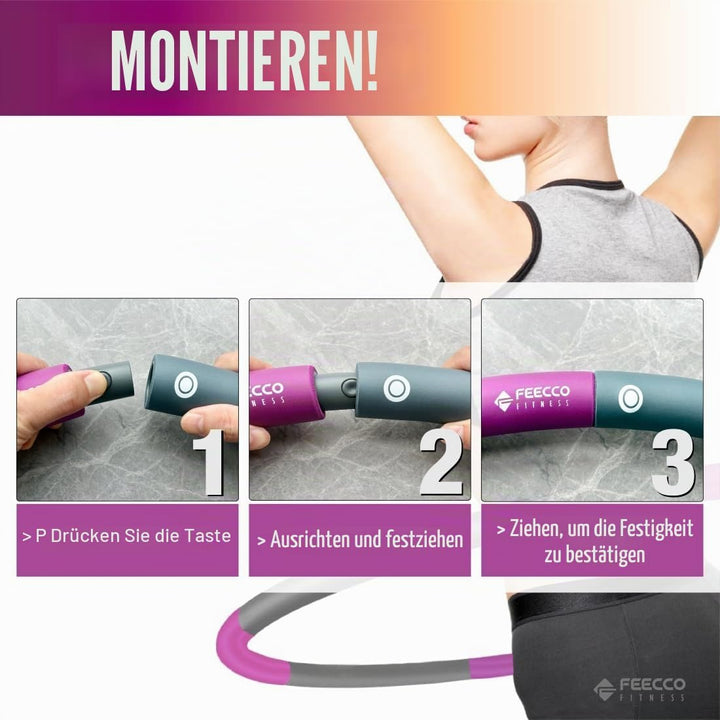 FEECCO Hula Hoop Reifen Erwachsene - hullahub Reifen zum Abnehmen 1kg - Lila, 1kg - Lila