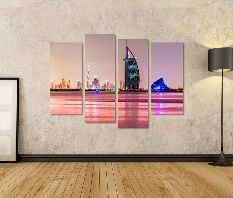 Bild Bilder auf Leinwand Dubai Skyline in der Abenddämmerung Wandbild, Poster, Leinwandbild MXR 130x