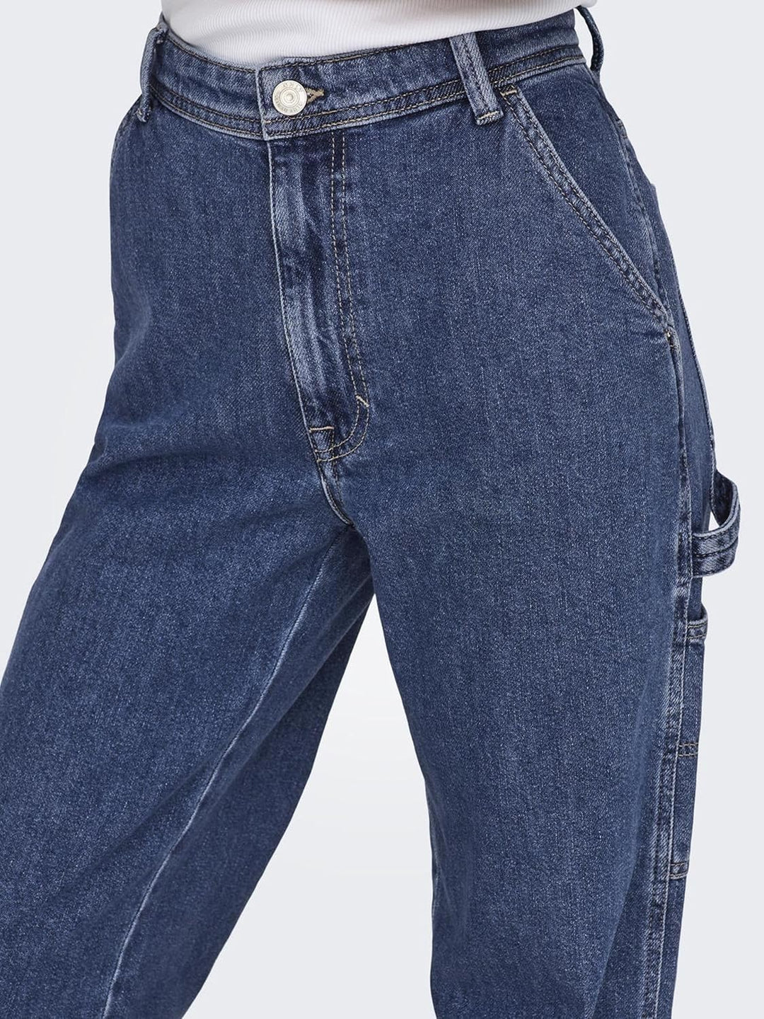 ONLY Female Straight-Fit ONLWEST HW Carpenter STR DNM DOT 26W / 32L Medium Blue Denim, 26W / 32L Med
