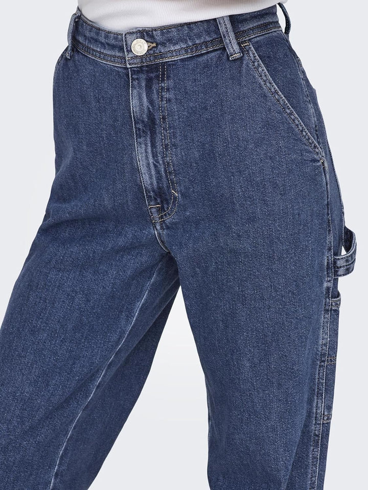 ONLY Female Straight-Fit ONLWEST HW Carpenter STR DNM DOT 26W / 32L Medium Blue Denim, 26W / 32L Med