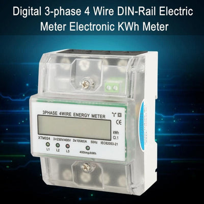 Digitaler 3-Phasen 4-Draht DIN-Schienen Stromzähler Elektronischer KWh-Zähler mit Klarsichtdeckel (1