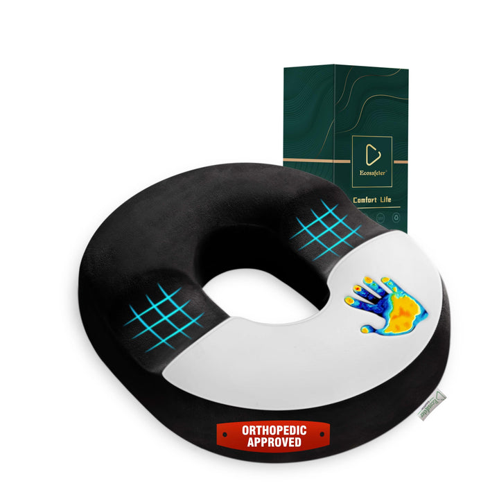 Donut Sitzkissen aus Memory Foam – Ergonomisches Ringkissen für Büro, Auto & Homeoffice – Druckentla