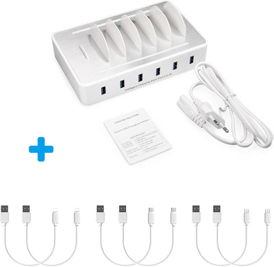 Handy USB Ladestation TechDot Ladestation Mehrere Geräte 6 Port USB Multi Ladestation für Handys Sma