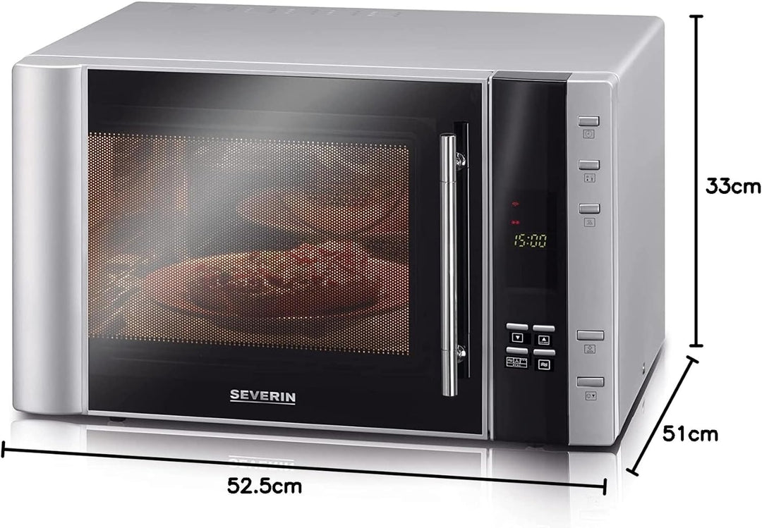 SEVERIN 3-in-1 Mikrowelle mit Grill und Heissluftfunktion, Minibackofen mit 10 Automatik-Programmen,