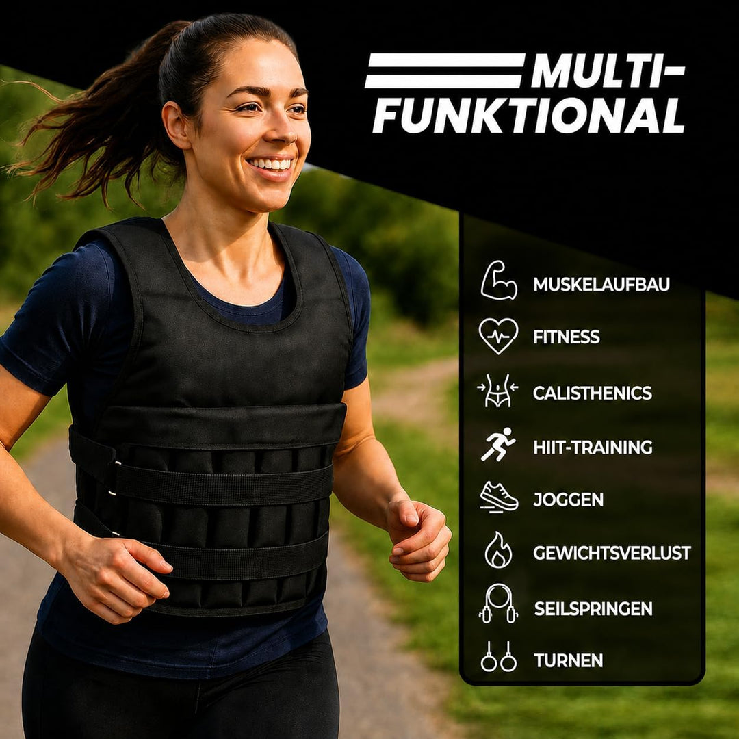 Gewichtsweste Herren Damen – Verstellbar mit Herausnehmbaren Gewichten, Weight Vest für Krafttrainin