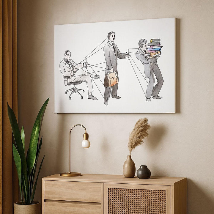 Bilder auf Leinwand Job Mensch mariniert Illustration Leinwandbild 70x50cm Wandbilder Dekoration Woh