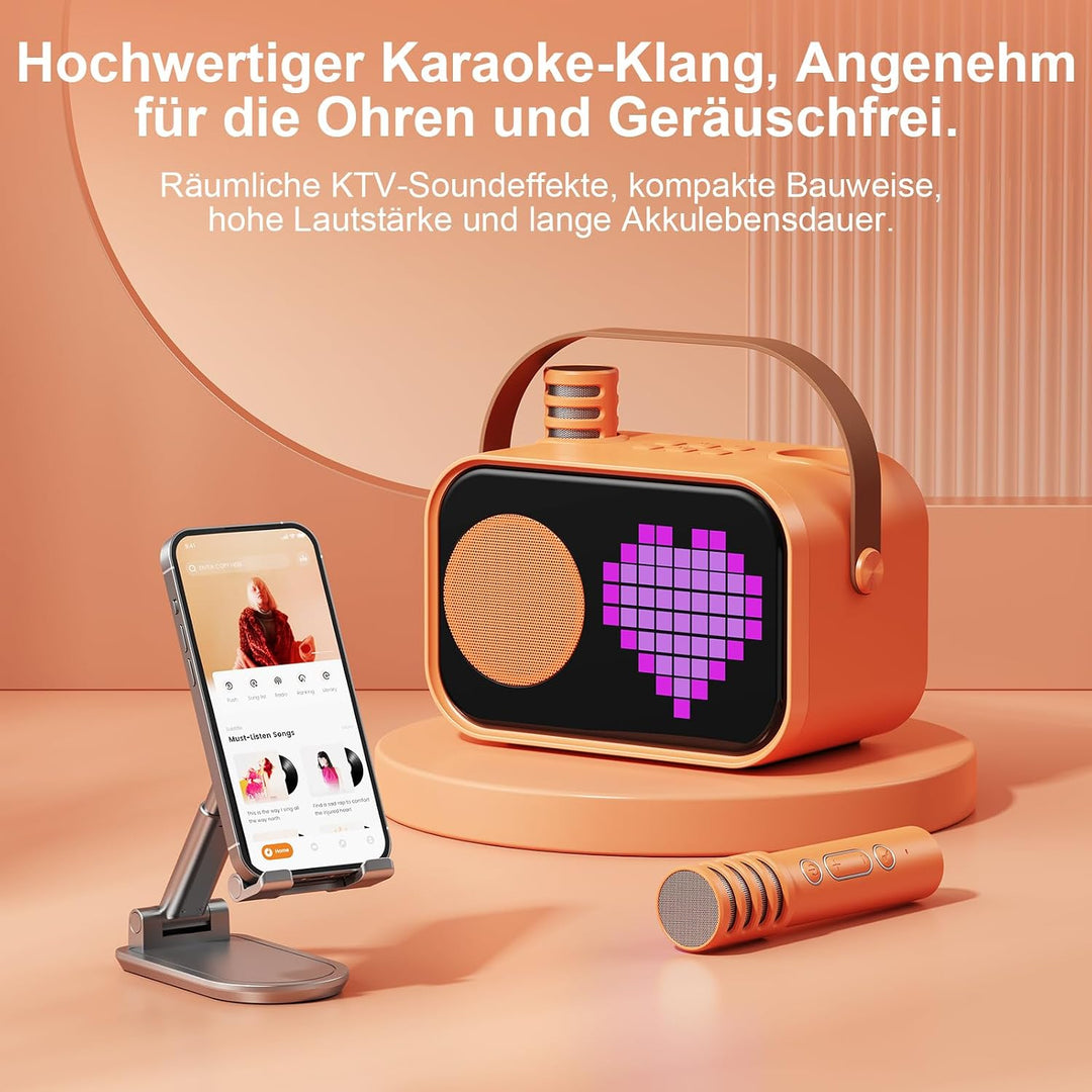 JYX Karaoke Anlage mit 2 Mikrofonen, Karaoke Maschine Kinder mit Professionellem Begleitmodus, Bluet