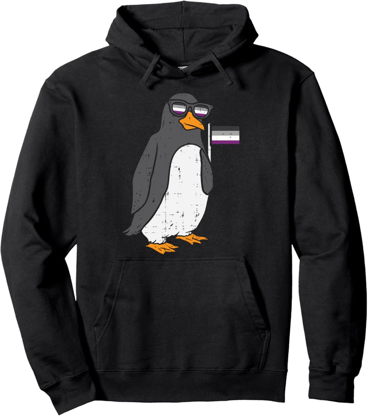 Penguin Animal LGBTQ Asexual Flag Ace Pride Ally Men Women Pullover Hoodie