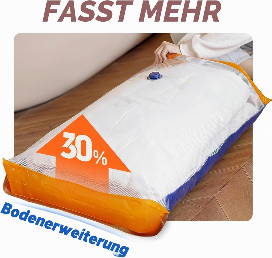 Vakuumbeutel für Kleidung mit kabelloser Vakuumpumpe, 10 Stück (4×47×64cm, 4×54×74cm, 2×61×84cm), pl