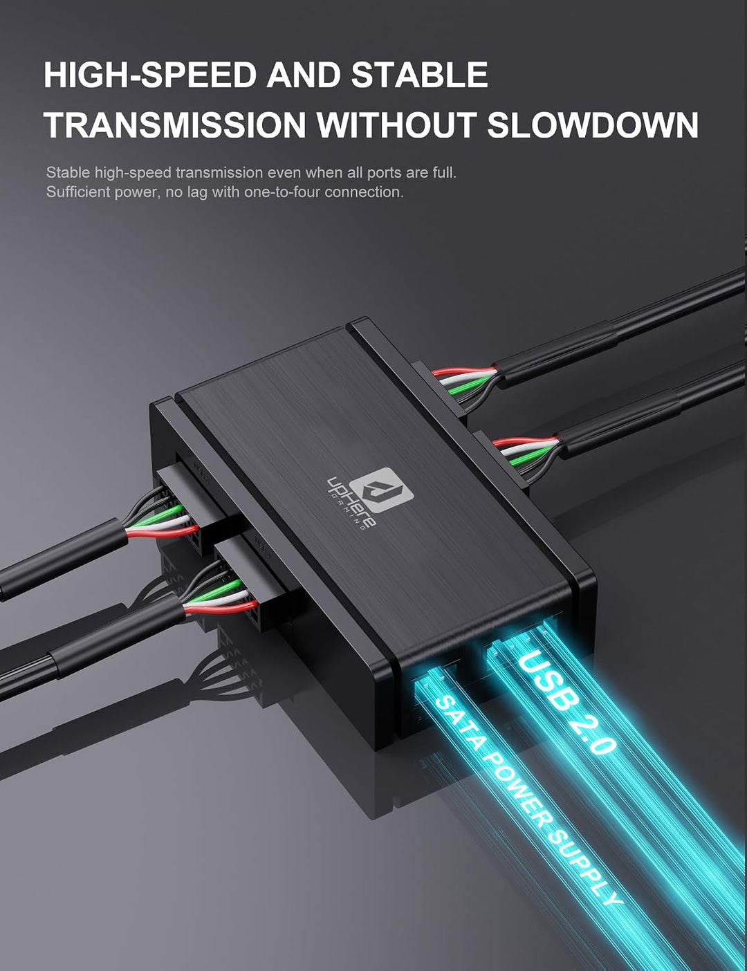 upHere USB 2.0 9-Pin Hub,1 zu 4 Mainboard Erweiterung,SATA Stromversorgung,Hochgeschwindigkeits-Date
