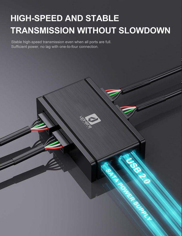 upHere USB 2.0 9-Pin Hub,1 zu 4 Mainboard Erweiterung,SATA Stromversorgung,Hochgeschwindigkeits-Date