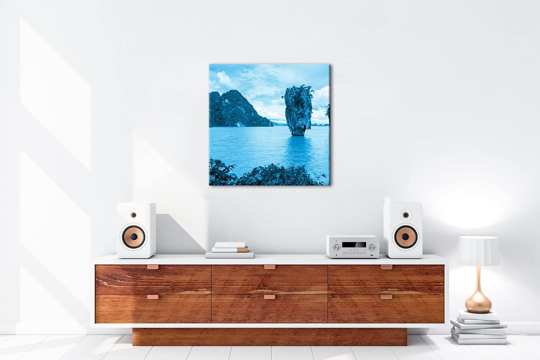 deyoli exotische Inseln in Thailand Format: 40x40 Effekt: Monocrome Blau als Leinwand, Motiv fertig