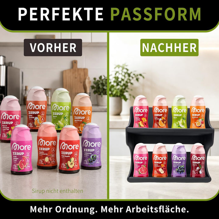 Sirupständer für More Zerup – 8 Flaschenhalter – kompatibel mit More Zerup &amp; ESN Sirupflaschen – Küc
