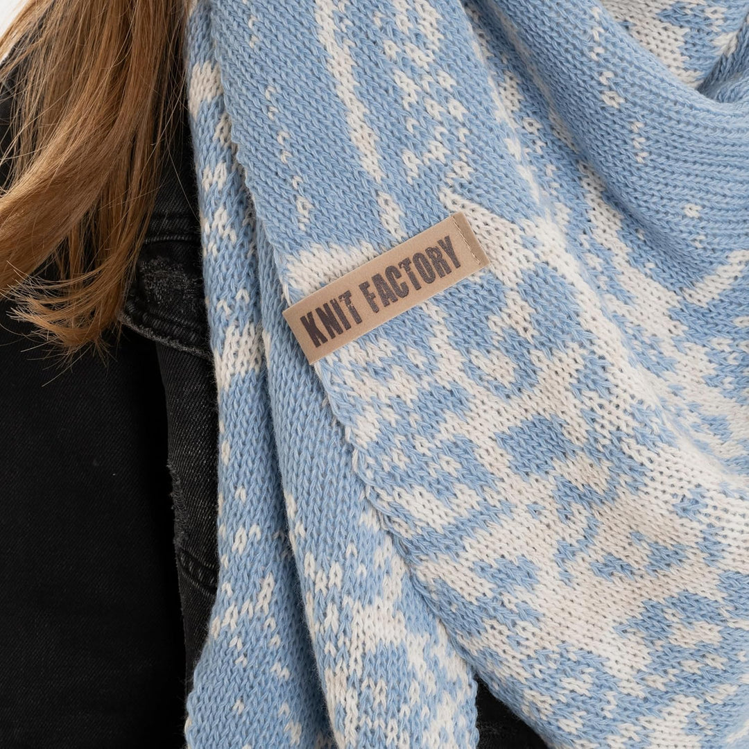KNIT FACTORY - Dreiecksschal Lea - Damen Strickschal mit Wolle - Umschlagtuch für den Herbst und Win