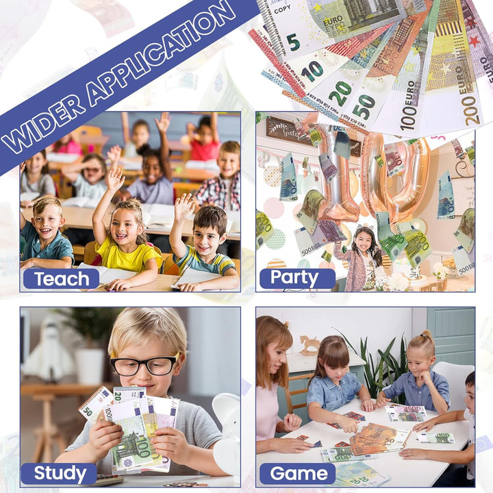 210 Blätter Spielgeld Kaufmannsladen Spielen Deko 7 Verschiedene Werte-5/10/20/50/100/200/500 (je 30