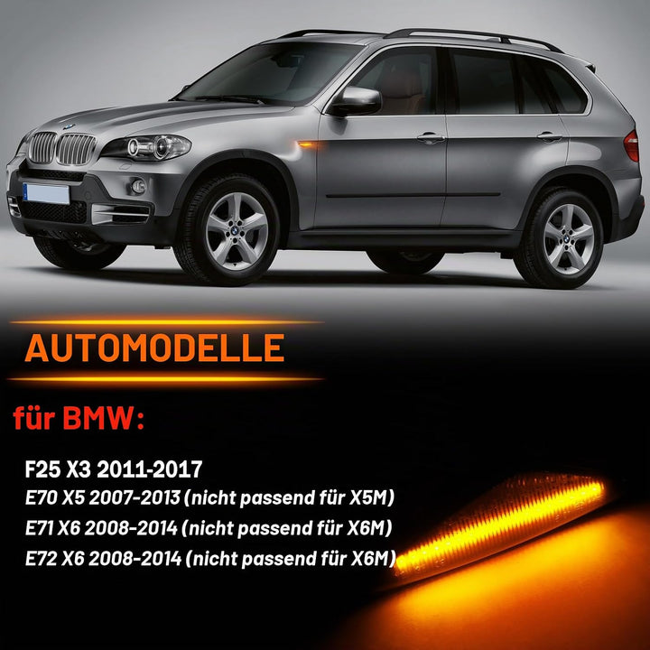 LED Blinker Seitenblinker für BMW E70 X5 E71 X6 F25 X3, Blinker mit Canbus Fehlerfrei, E70 X5 E71 X6