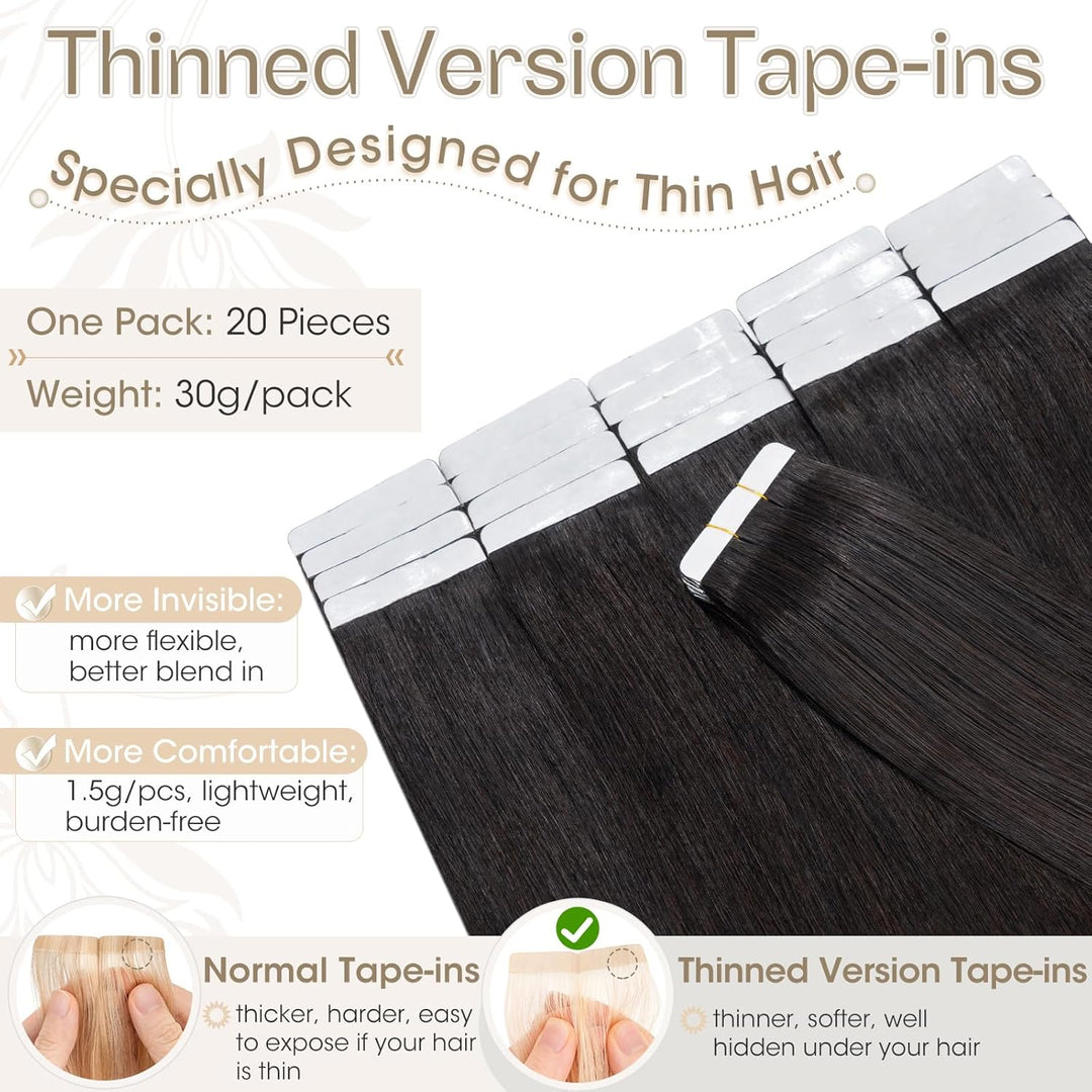 Elailite Tape Extensions Haarverlängerung - Invisible Tape Extensions Echthaar - Remy Real Human Hai
