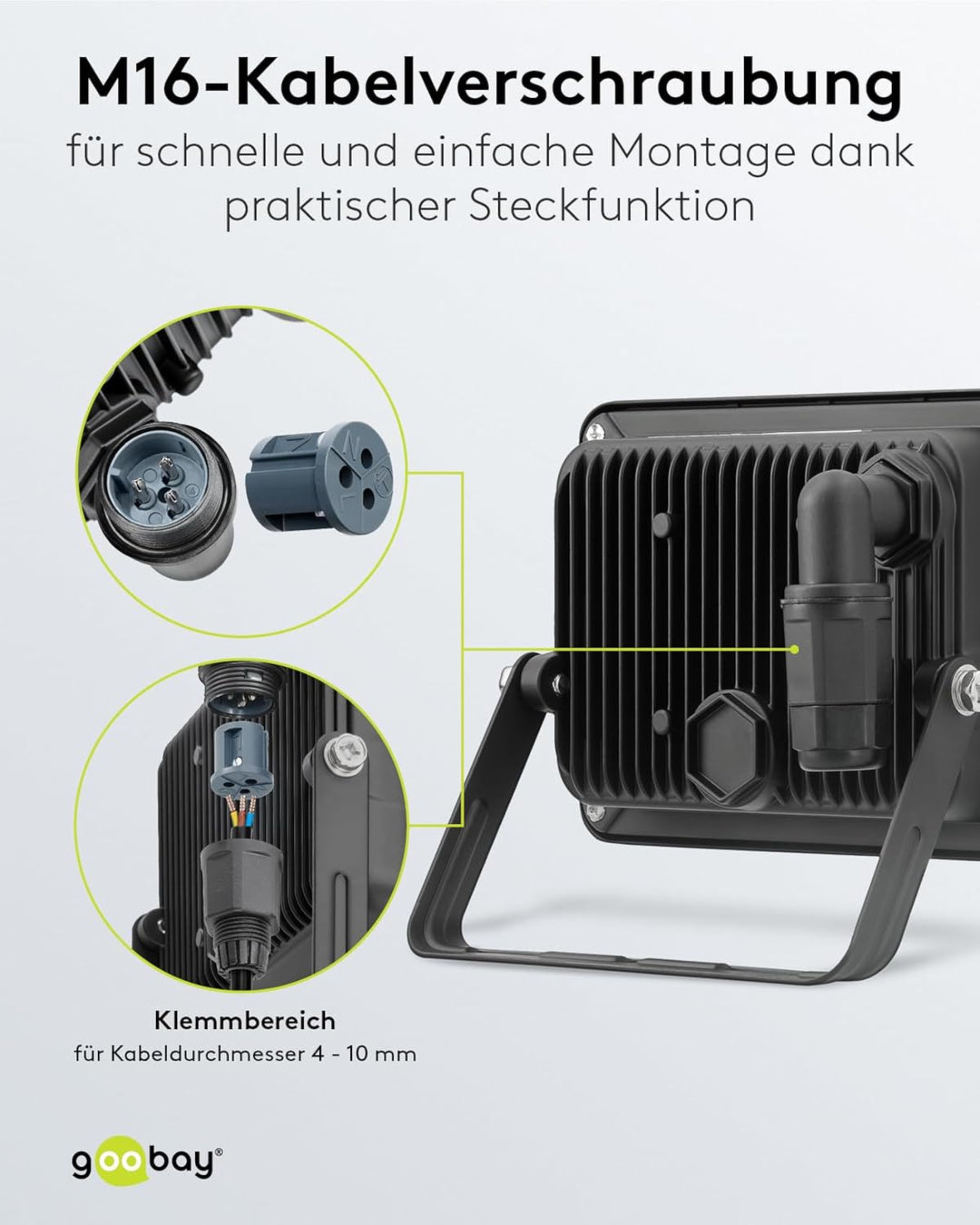 goobay 53872 LED Strahler Aussen 30W / Aussenstrahler IP65 / Neutralweisses Licht 2550 lm/LED Schein