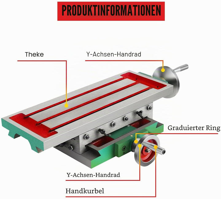Metall X/Y Kreuztisch Frästisch für Ständerbohrmaschine Oberfräsen 450 * 170mm Präzision &amp; Haltbarke