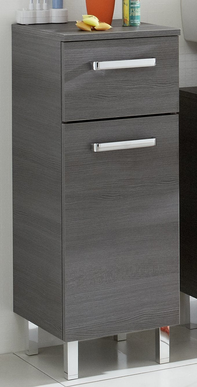 Pelipal Badezimmerschrank Quickset 352 in Graphit Struktur Quer, 30 cm breit | Unterschrank mit 1 Tü