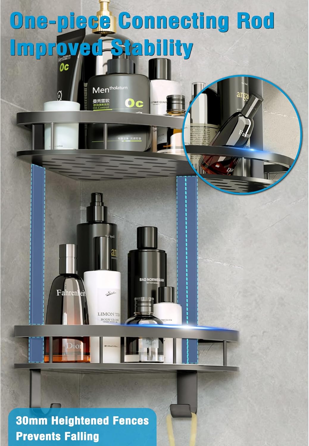 GERUIKE Duschkorb Ohne Bohren Ecke - Duschregal Ohne Bohren Schwarz Matt - Duschablage Ecke Badezimm