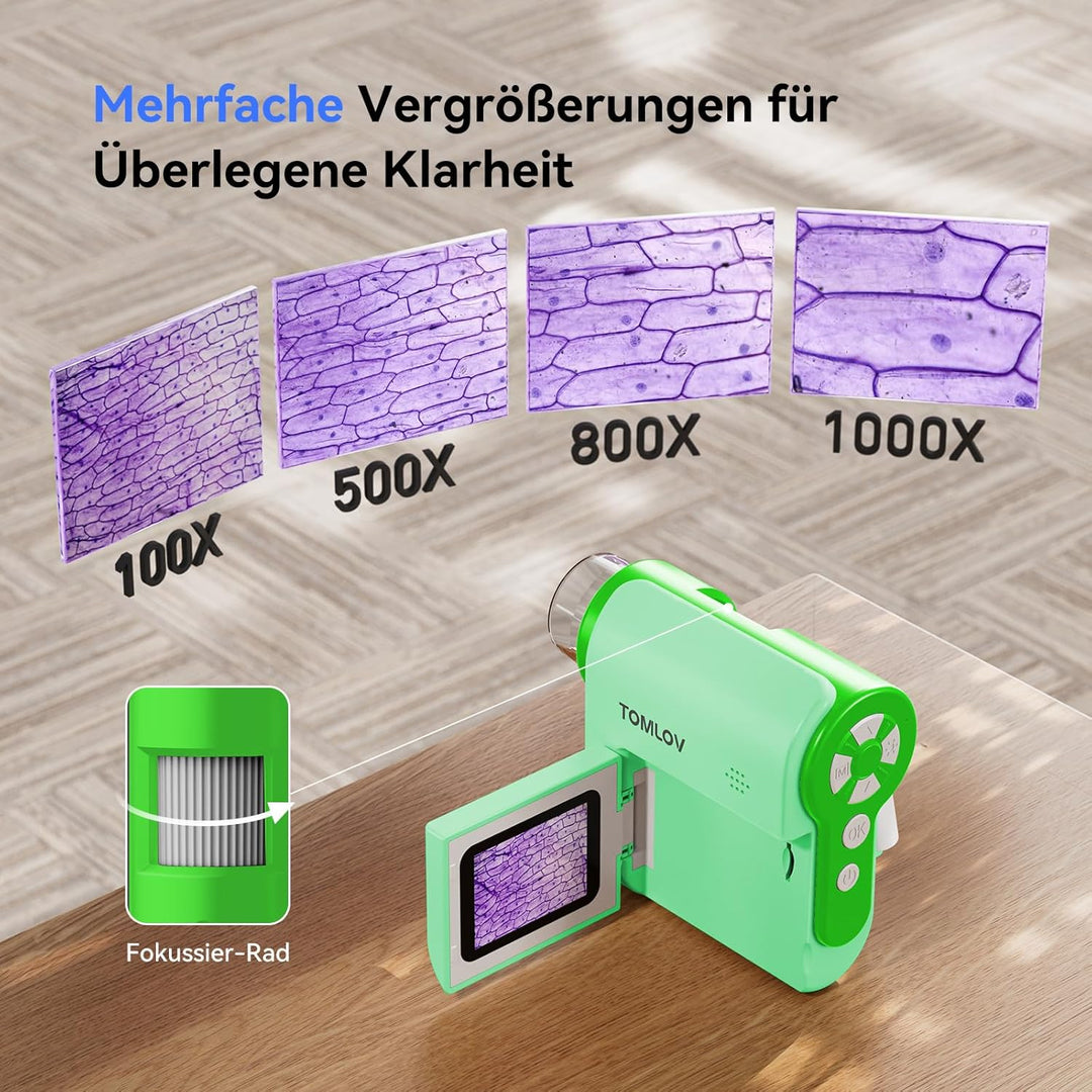 TOMLOV P20 Handheld Digital Mikroskop, 3-in-1 Taschenmikroskop für Kinder, Tragbare 1080P DV Kamera
