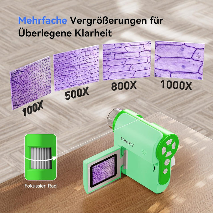 TOMLOV P20 Handheld Digital Mikroskop, 3-in-1 Taschenmikroskop für Kinder, Tragbare 1080P DV Kamera