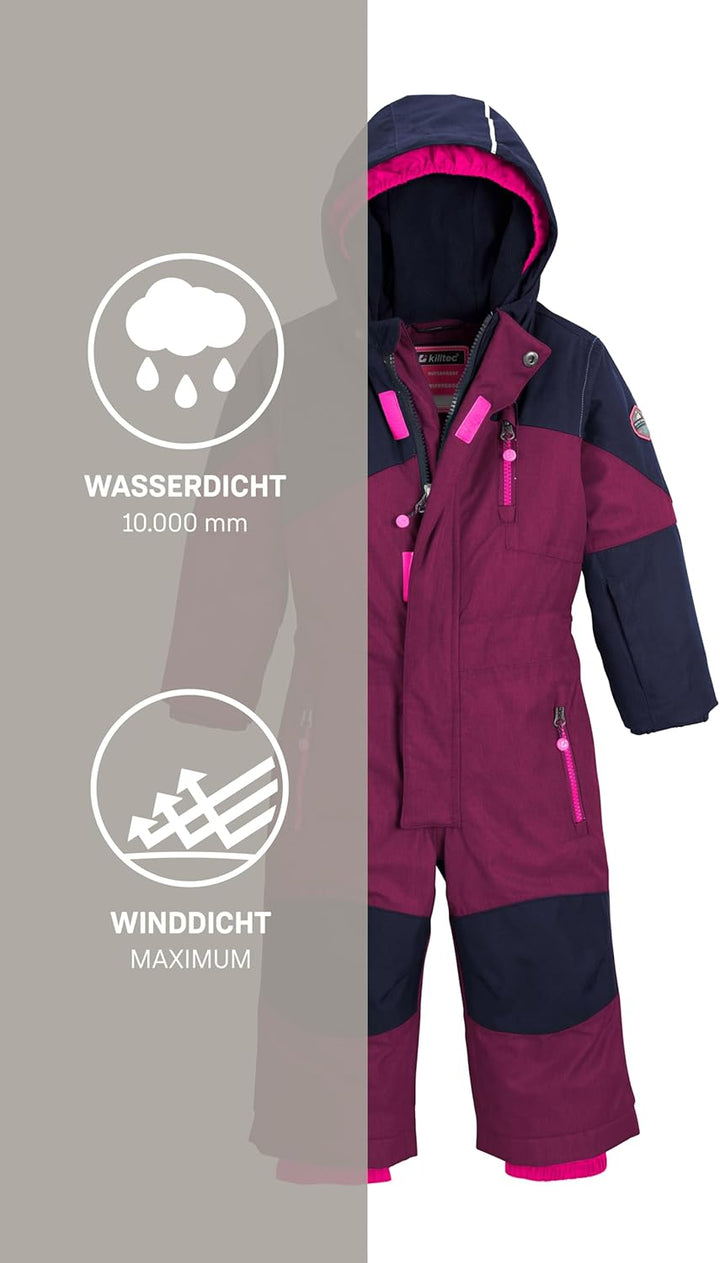 Killtec Unisex Kinder Kesley Mini Skioverall/Schneeanzug Mit Kapuze 86-92 pflaume, 86-92 pflaume