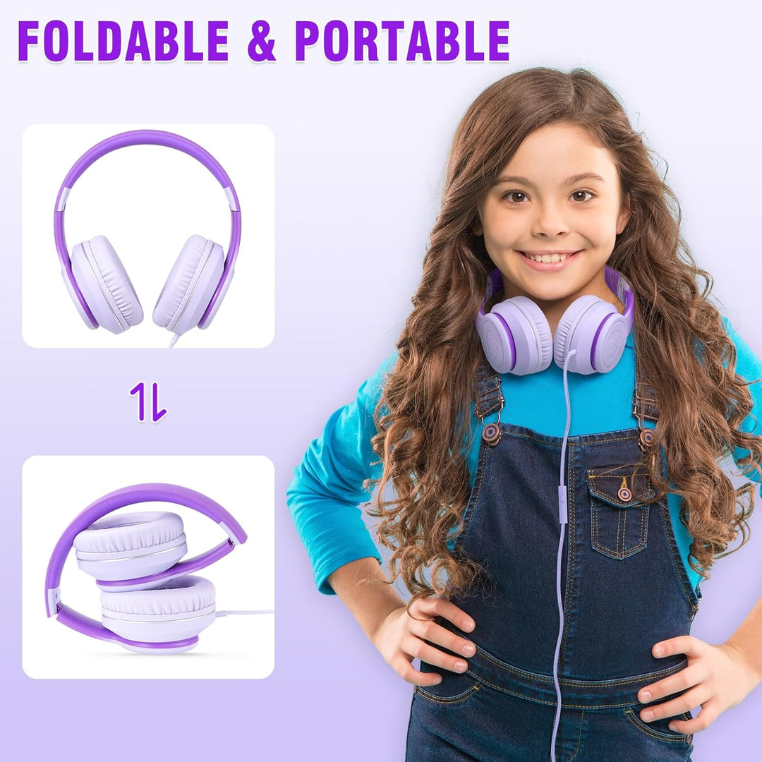 RockPapa L22 Kinder kopfhörer, Kabel Kopfhörer für Kinder, 3,5 mm Aux Jack, Verstellbares Stirnband